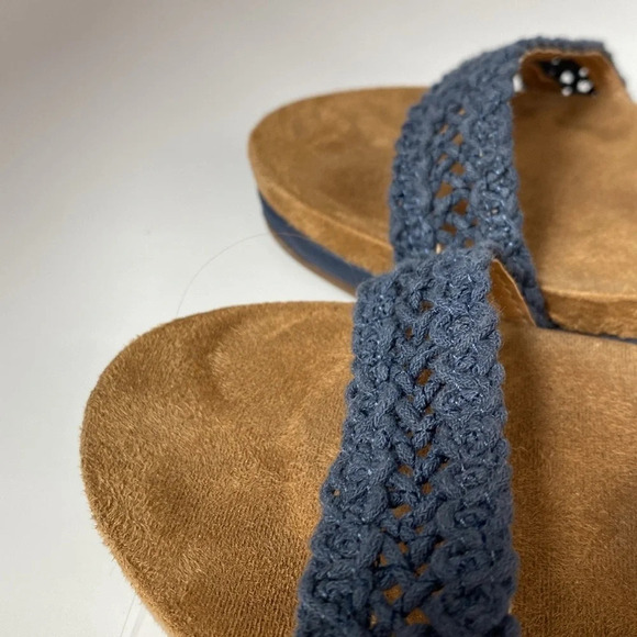 Lucky‎ Brand Crochet Wedge Sandals Navy Blue Leather Woven Crochet Size 8.5 - Picture 4 of 10